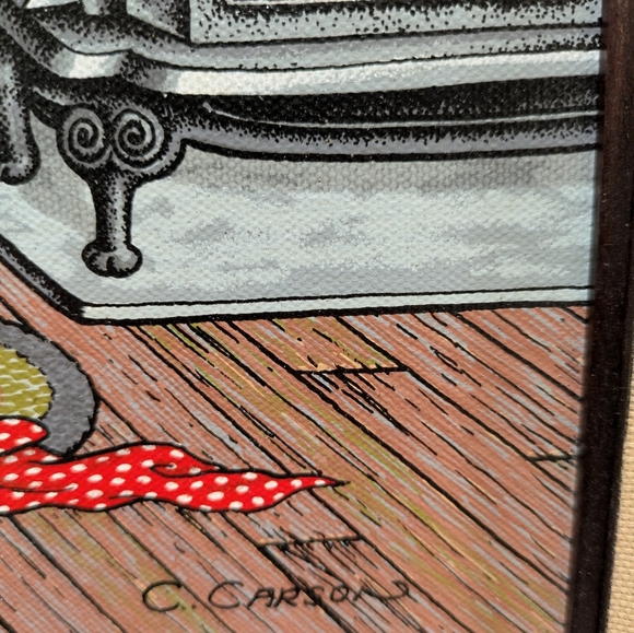 C.Carson African -american Painting Canvas Wood Frame Signed Wall Art 20x16 - Picture 5 of 9